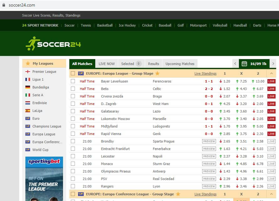 Trang xem bón đá trực tiếp Soccer24.com uy tín mang đến anh em nhiều trận đấu